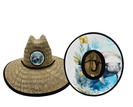 Front of hat with Manatee emblem and underbrim Manatee pattern